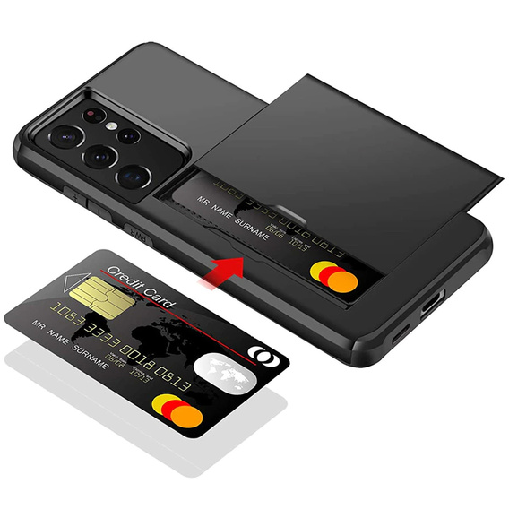 Telefontok a Samsung Galaxy S21 Ultra, Sliding Card Holder, fekete
