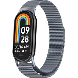 Milánói karkötő szíj tokkal a Xiaomi Smart Band 10 / 9 / 8, szürke