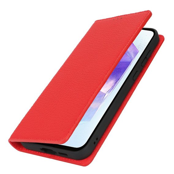 Pattintható tok a Samsung Galaxy S25, Litchi Skin Grain, piros