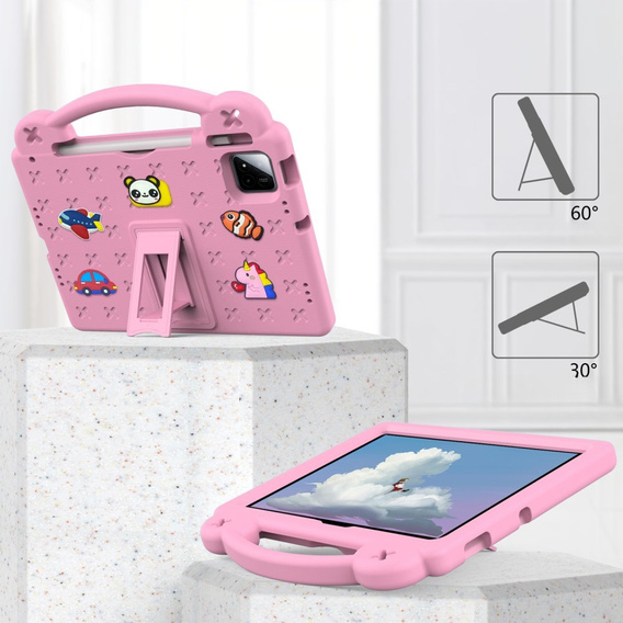 Gyermek tok Xiaomi Pad 7 / 7 Pro, Cute Patterns, állvánnyal, rózsaszín