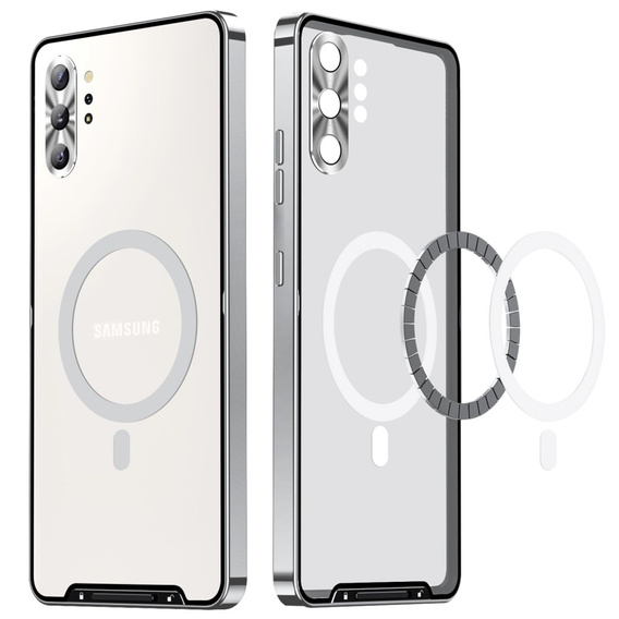 Kameravédő tok Samsung Galaxy Note 10+ Plus, CamShield MagSafe, átlátszó / ezüst