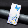 Pattintható tok a Samsung Galaxy A55 5G, Wallet, Butterfly & Flowers, fehér