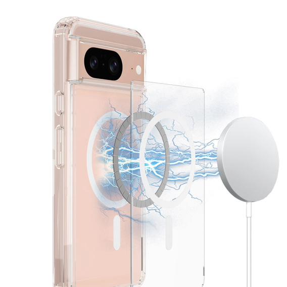 Tok a Google Pixel 8 készülékhez, Fusion hibrid tok, MagSafe-hoz, átlátszó