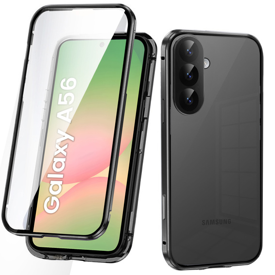 Tok Samsung Galaxy A56, Magnetic Dual Glass, fekete