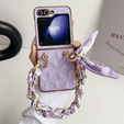 Tok Samsung Galaxy Z Flip7 FE / Z Flip6, Grid Leather, lila