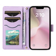 Flap tok iPhone 16E, Rhombus Crossbody Leather, lila