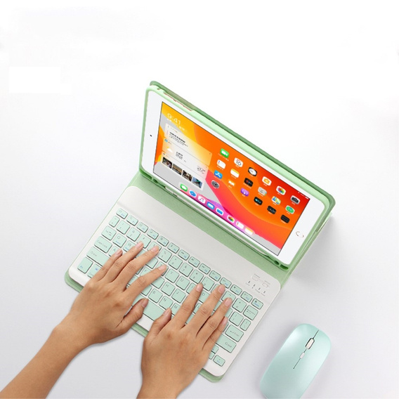 Tok + billentyűzet iPad 10.2 7/8/9 gen 2019/2020/2021, Keyboard Cover Pen Slot, zöld