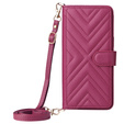 Tok patenttal a Samsung Galaxy S25 Edge-hez, Crossbody Leather Wallet, bordó