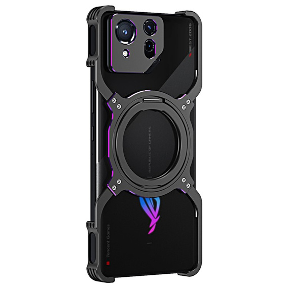 Tok ASUS ROG Phone 8 5G / 8 Pro 5G, Kickstand Bumper, lencsevédővel, MagSafe-hoz, fekete / lila