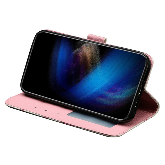 Pattintható tok a Samsung Galaxy A35 5G, Wallet, Roses fehér