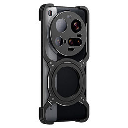 Tok Xiaomi 15 Ultra, Kickstand Bumper, lencsevédővel, MagSafe-hoz, fekete / ezüst