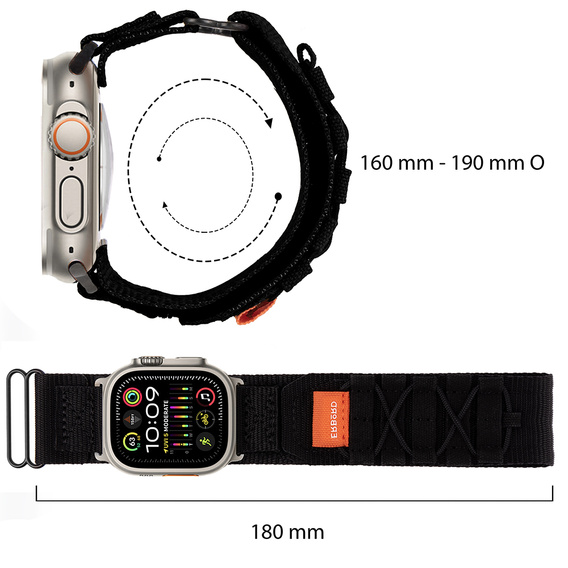 ERBORD Runner Nylon szíj az Apple Watch 1/2/3/4/4/5/6/7/8/9/SE/ULTRA/ULTRA 2 42/44/45/49MM órához