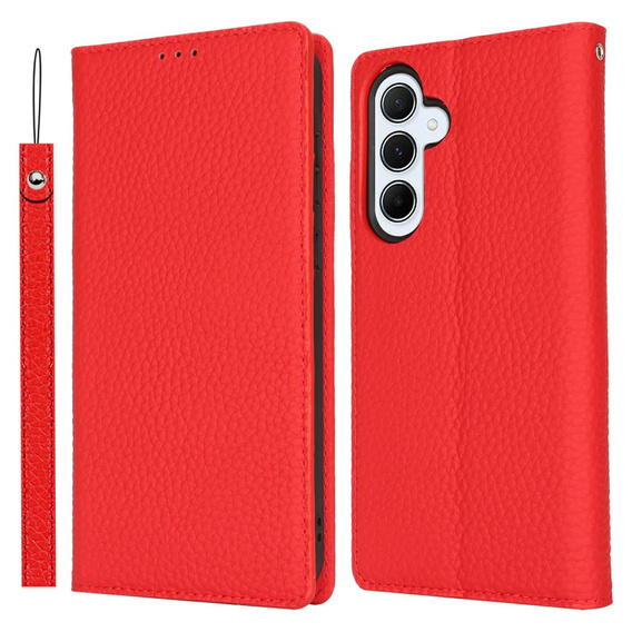 Pattintható tok a Samsung Galaxy S25, Litchi Skin Grain, piros