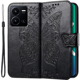 Pattintható tok a Vivo Y35 4G, Butterfly, fekete