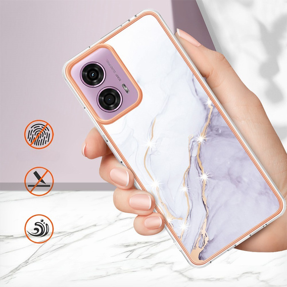 Védő tok Motorola Moto G24 / G24 Power / G04, Marble Slim Case, fehér