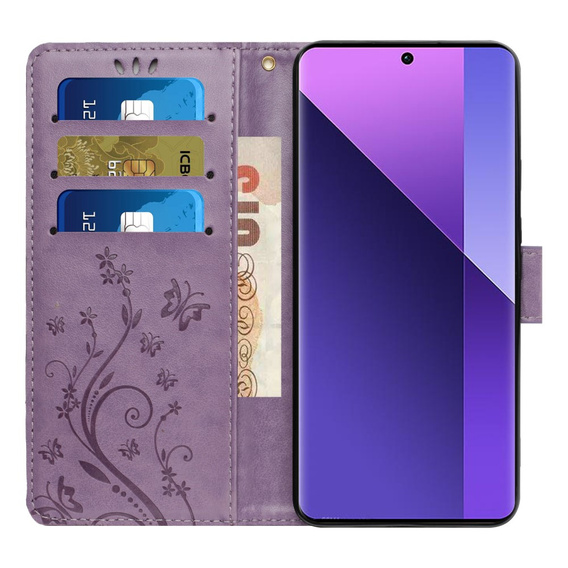 Pattintható tok a Xiaomi Redmi Note 13 Pro+, Butterfly, lila
