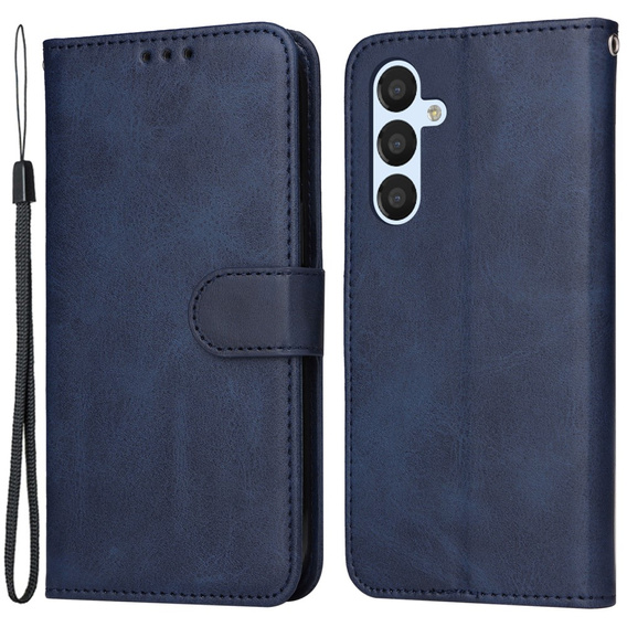 Pattintható tok a Samsung Galaxy A34 5G, Leather Wallet, sötétkék
