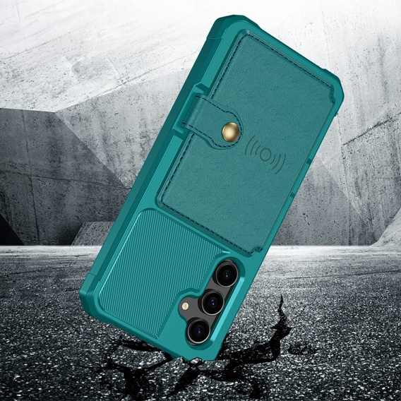 Tok Samsung Galaxy S23 FE, Card Holder Kickstand, zöld