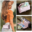 Tok CASEME Samsung Galaxy A56 5G, RFID Leather Wallet, vállpánttal, rózsaszín