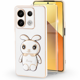 Tok Xiaomi Redmi Note 13 5G, Rabbit, fehér + Edzett üveg 9H