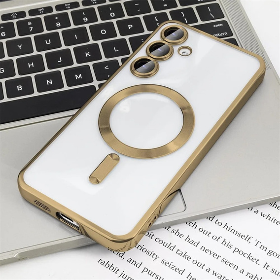 Tok Samsung Galaxy S24 FE-hoz, Electro MagSafe, arany + üveg a képernyőhöz
