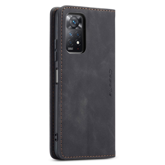 CASEME tok Xiaomi Redmi Note 11 Pro 4G/5G, Leather Wallet Case, fekete