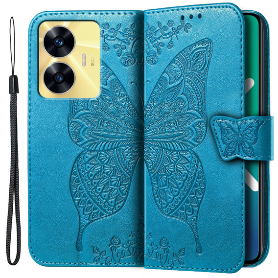Pattintható tok a Realme C55, Butterfly, kék