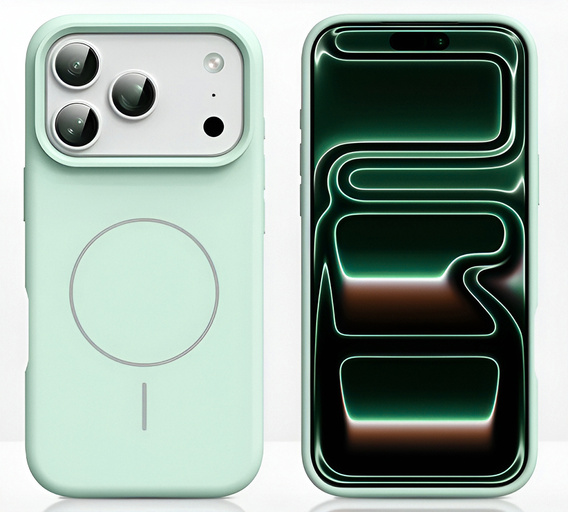 Szilikonhüvely iPhone 17 Pro készülékhez, MagSafe, ütésgátló, zöld