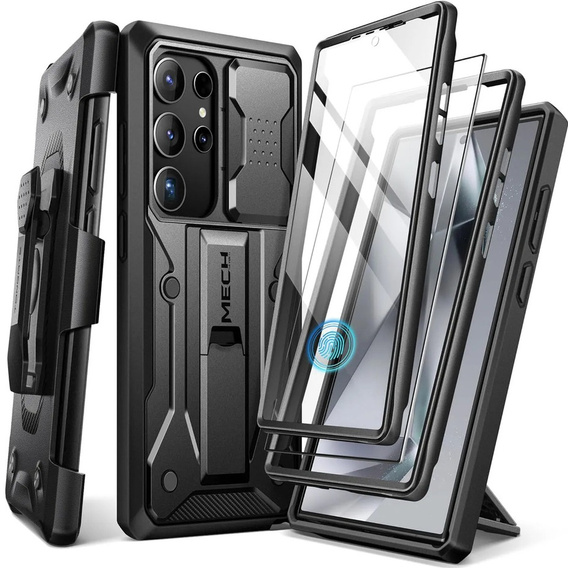 Robusztus tok Samsung Galaxy S25 Ultra készülékhez – Tongate MECH sorozatú klip, fekete