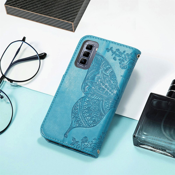 Pattintható tok a Infinix Hot 50 Pro 4G, Butterfly, kék