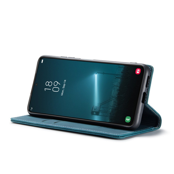 CASEME tok Samsung Galaxy S22 5G, Leather Wallet Case, zöld