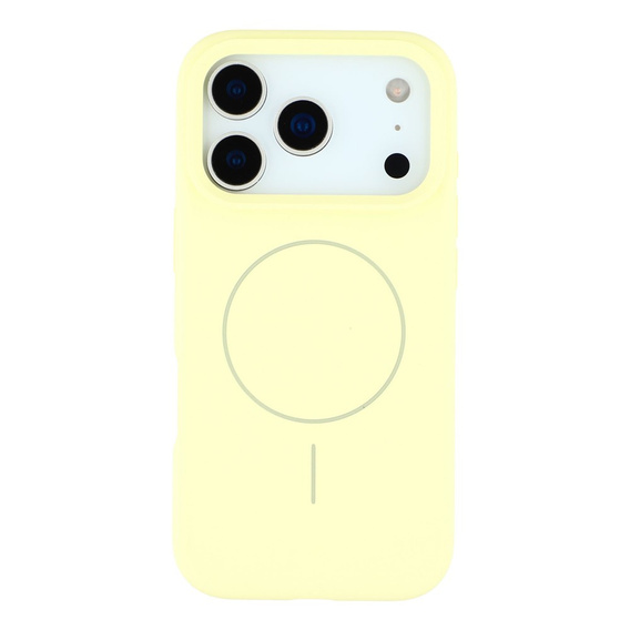 Szilikon tok iPhone 17 Pro Max készülékhez, MagSafe, ütésgátló, sárga színű