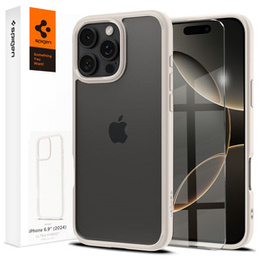 A Spigen tok iPhone 16 Pro Max, Ultra Hybrid, átlátszó / titánium + 9H edzett üveg