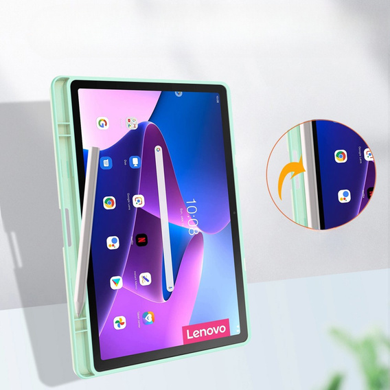 Tok Lenovo Tab M10 Plus 10.6 Gen 3 TB-125F TB-128F, Smartcase Hybrid, tolltartó résszel, zöld