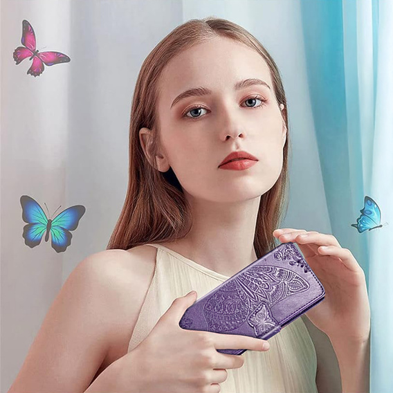 Pattintható tok a Xiaomi Poco F7 Ultra, Butterfly, lila