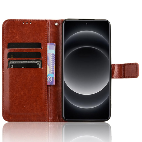 Pattintható tok a Xiaomi 14 Ultra, Crazy Horse Wallet, barna