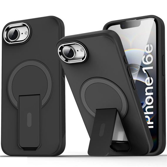 Tok Iphone 16E, Kickstand Matt Case, MagSafe, fekete
