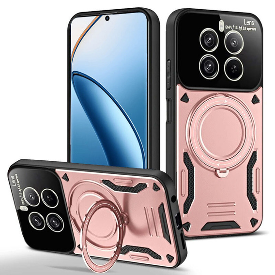 Páncélozott tok a Realme 12 Pro 5G / 12 Pro+ 5G készülékhez, Magnetic Ring, rózsaszín