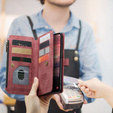 CASEME tok Samsung Galaxy A56 5G, Leather Wallet Cash and Card Slots, pánttal, piros