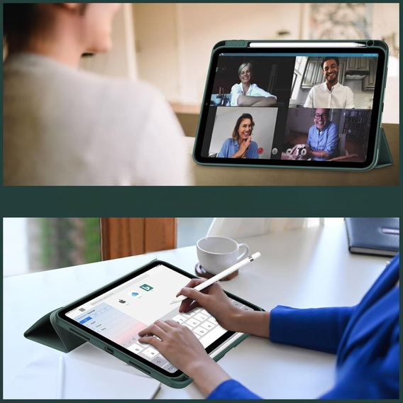 Tok iPad Pro 11" 2024 (5 gen.), Smartcase Hybrid, tolltartó résszel, zöld