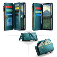 Tok CASEME Samsung Galaxy A56 5G, RFID Leather Wallet, vállpánttal, zöld