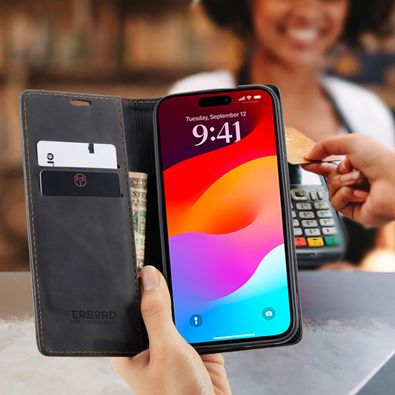 ERBORD Vintage pénztárca tok patenttal iPhone 17 Pro Max készülékhez