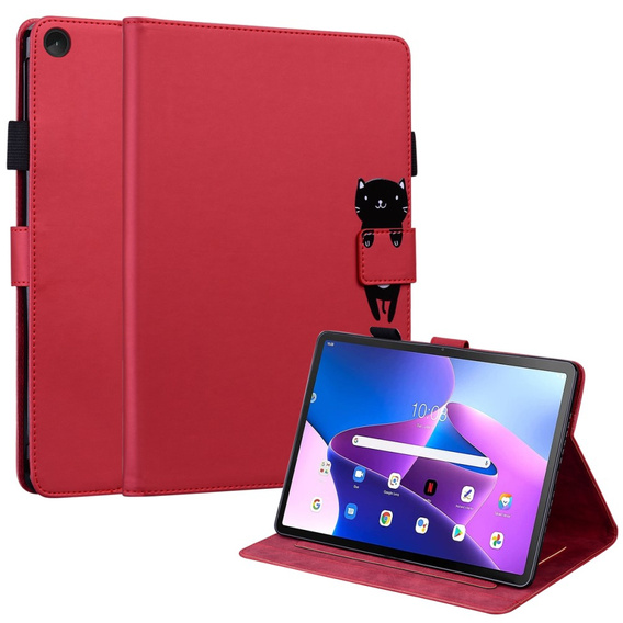 Tok Lenovo Tab M10 Plus 10.6 Gen 3, pánttal, animal, piros