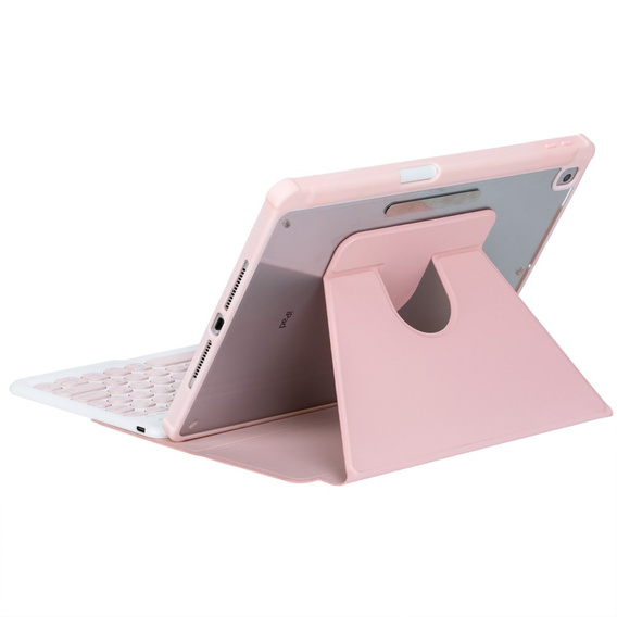 Billentyűzet tok iPad 11" 2025 A16 (11 gen.) / iPad 10.9" 2022 (10 gen.), Rotary 360° Leather, rózsaszín rose gold
