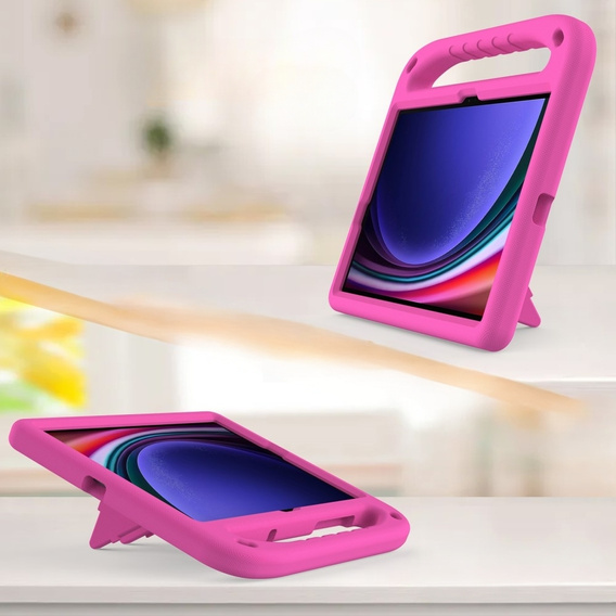Gyermek tok Samsung Galaxy Tab S10 Lite / S10 FE / S9 FE, fogantyúval, rózsaszín