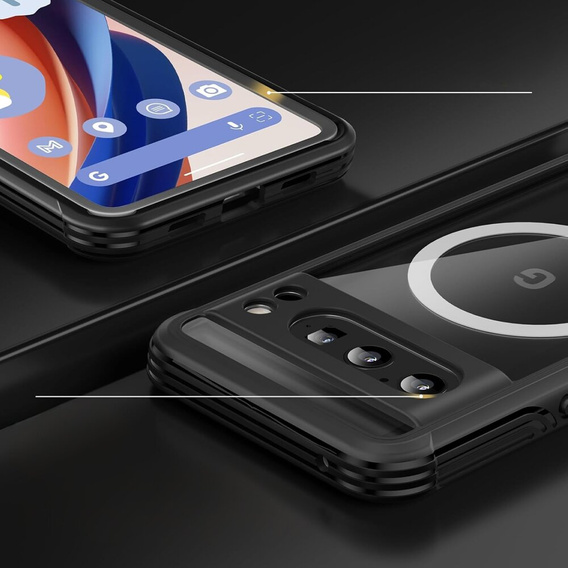 Tok Google Pixel 8 Pro készülékhez, Shockproof, fóliával, MagSafe-hoz, fekete