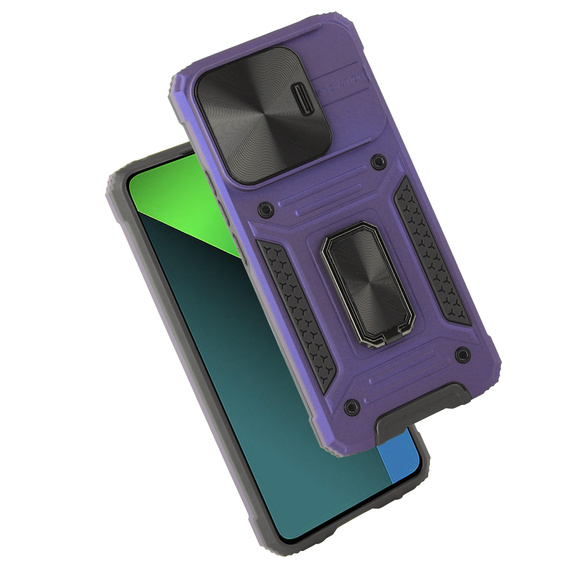 Páncélozott tok Xiaomi Redmi Note 13 Pro 5G, CamShield Slide, lila + edzett üveg 9H