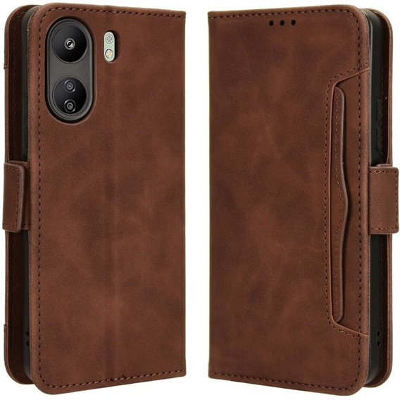 Pattintható tok a Xiaomi Redmi 13C / Poco C65, Card Slot, barna