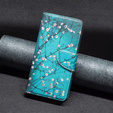 Pattintható tok a Motorola Moto G53 5G / G23 / G13, Wallet, Sakura, kék