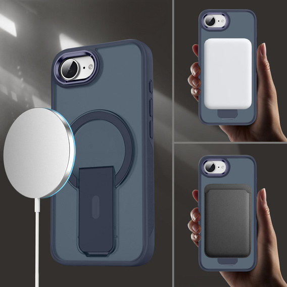 Tok Iphone 16E, Kickstand Matt Case, MagSafe, kék